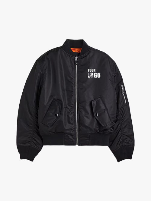 Custom Black Satin Bomber Jacket