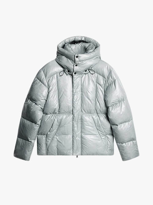 Premium Light Gray Oversized Hooded Down Jacket