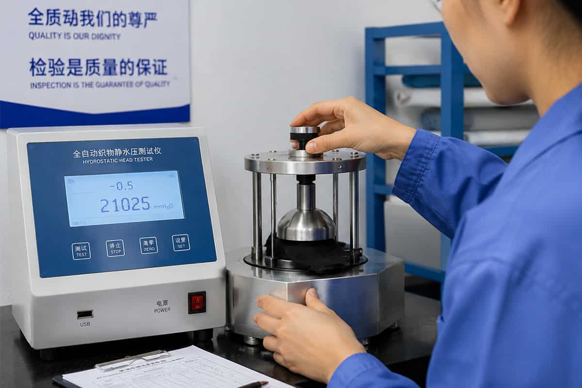 Hydrostatic head waterproof testing equipment at RUINIU factory