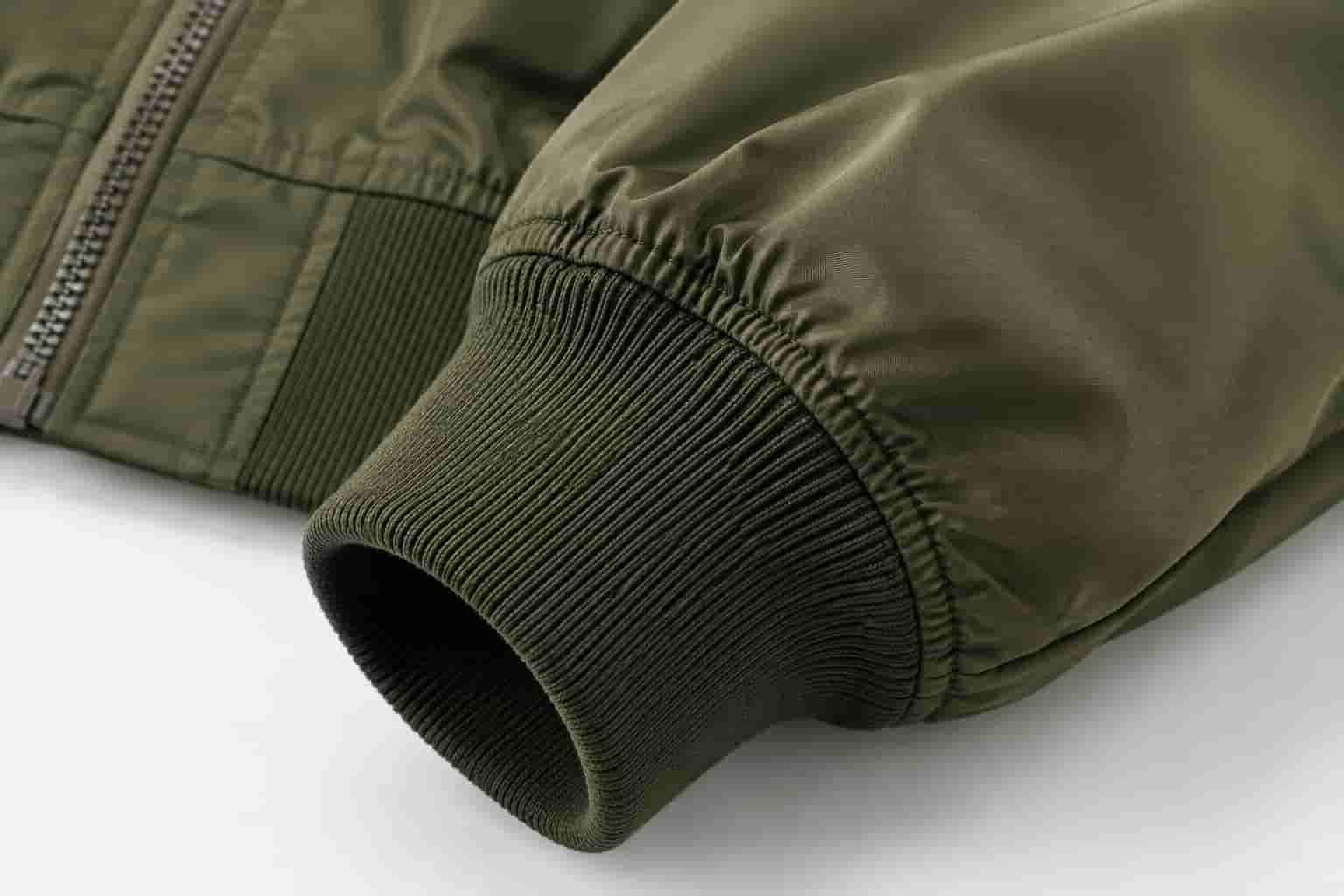 MA-1 flight bomber jacket rib cuff detail MA-1 flight bomber jacket rib cuff detail