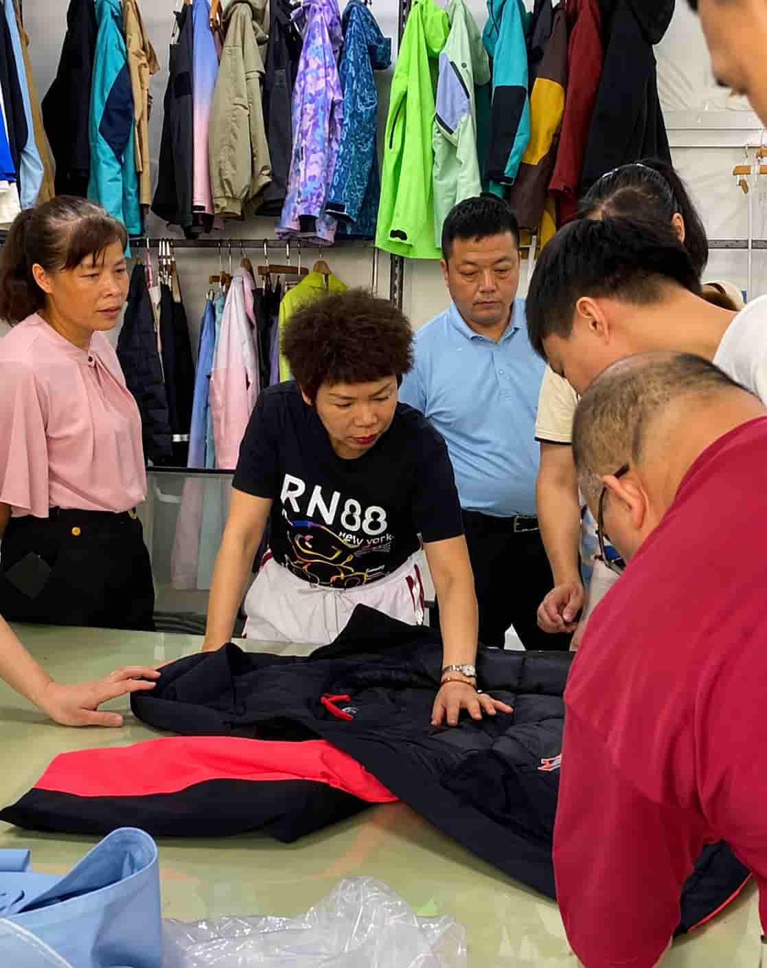 Outdoor jacket sewing line preparation at RUINIU factory Outdoor jacket sewing line preparation at RUINIU factory